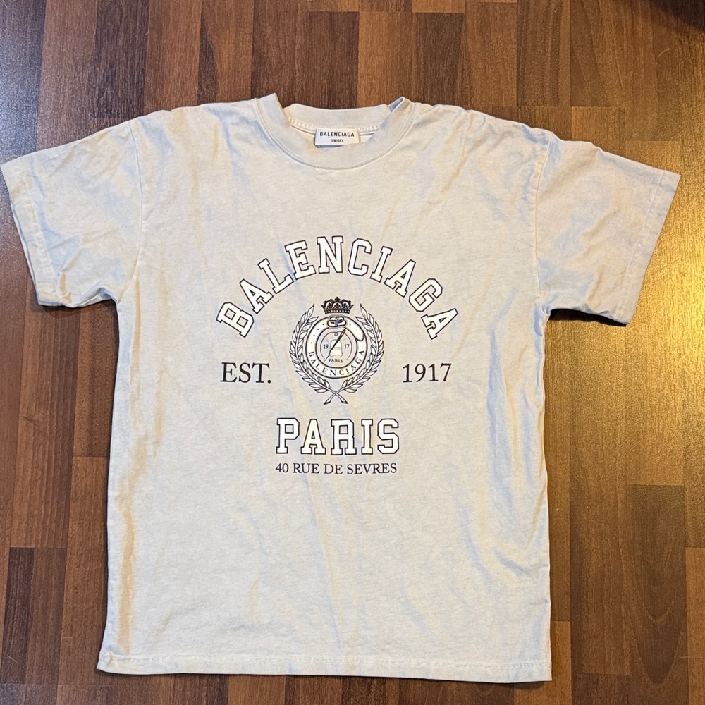 Balenciaga Light Gray Paris Emblem T-Shirt